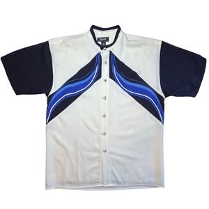 Vintage 90s Trust Couture Men's Shirt XL White Blue Button-down Streetwear Retro